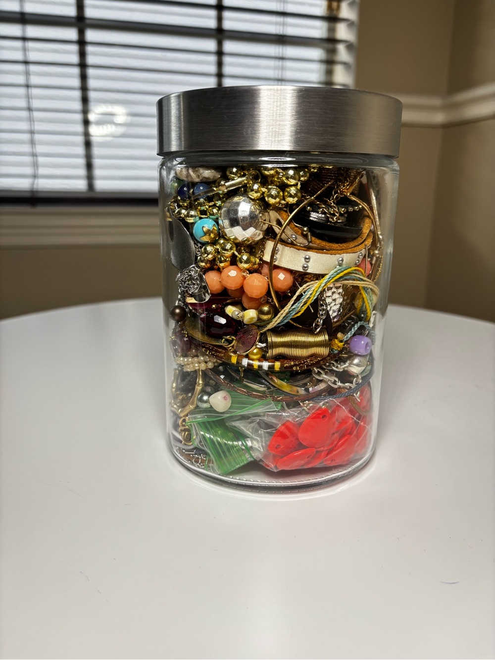 Large Jar filled with Junk/Craft Jewelry - JC1